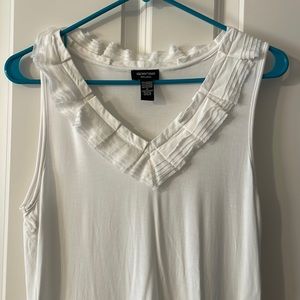 White sleeveless blouse, work professional under suit